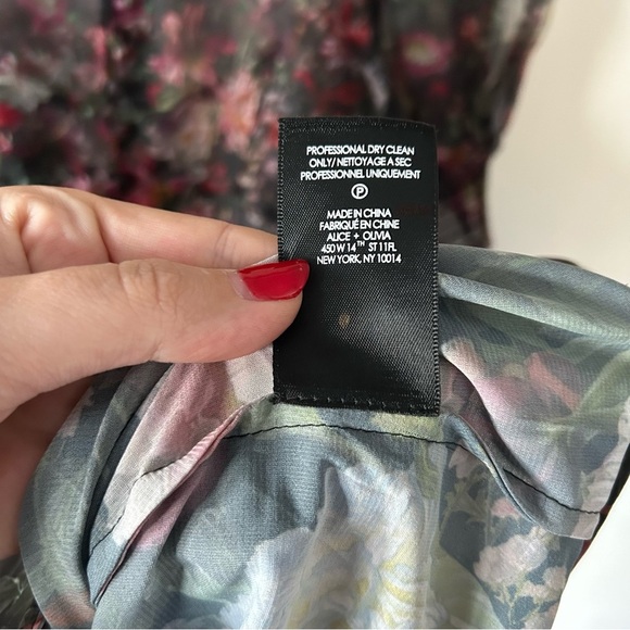 Alice + Olivia Sheer Floral Mini Dress - Black and Pink - Picture 8 of 12